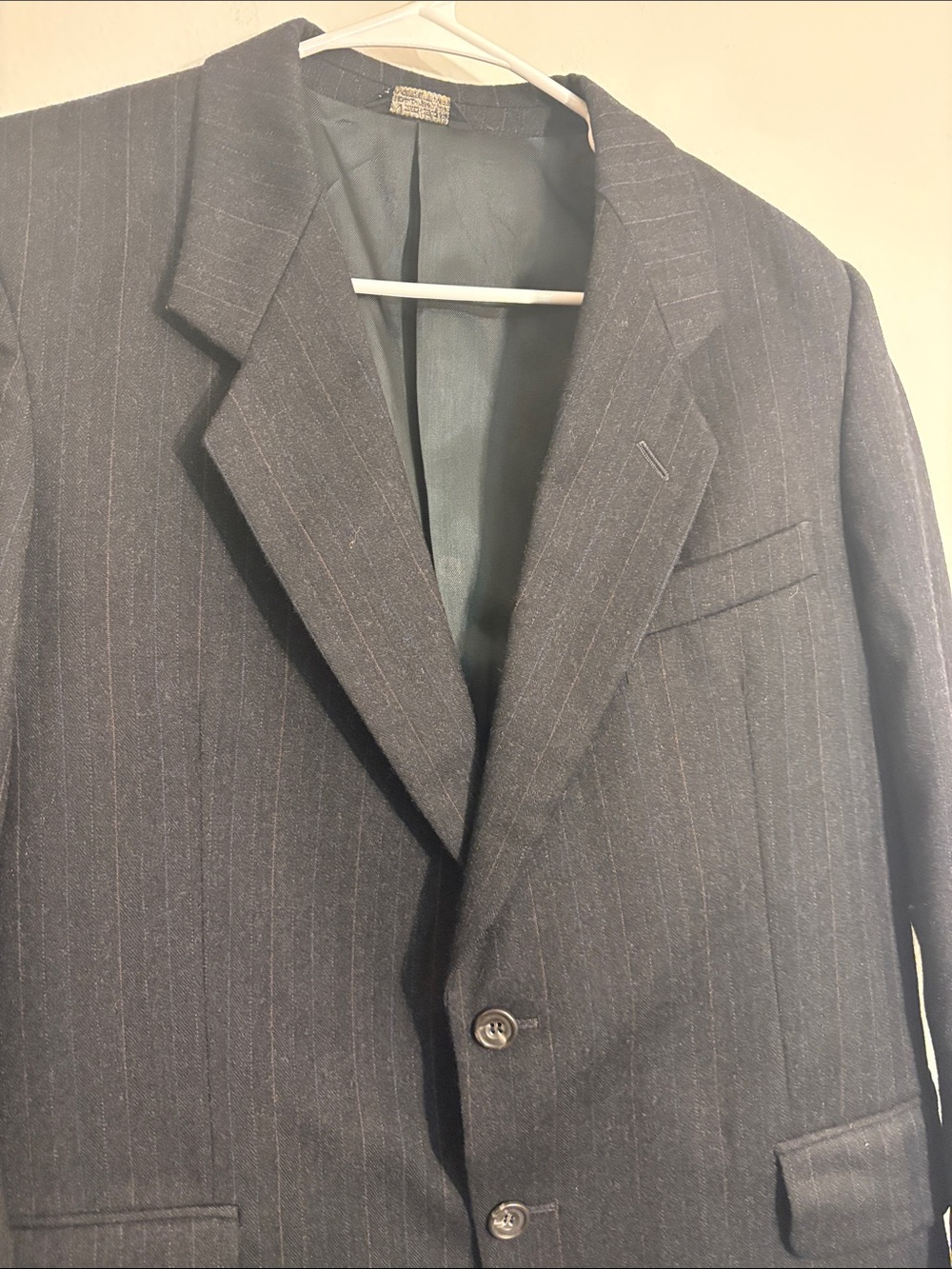 Blazer pure wool by John Alexander Classic Men's Pinstripe Dark Charcoal Gray